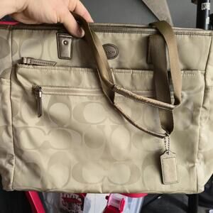 VINTAGE Y2K Coach Signature Khaki Tote Bag with Dual Handles